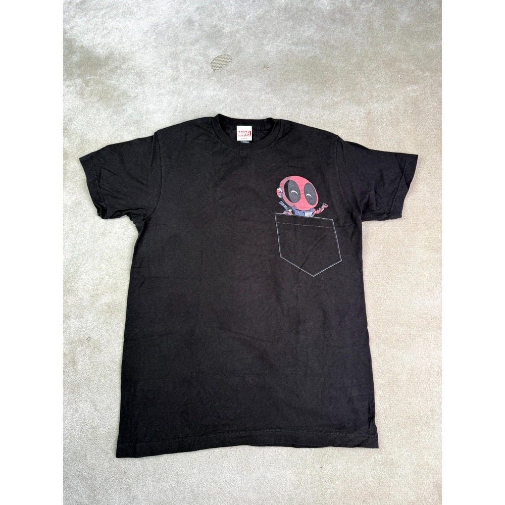 Marvel Deadpool Pocket T-Shirt Mens Medium Black Graphic Print Ringspun Cotton